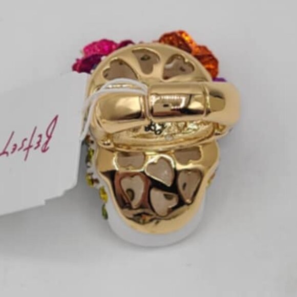 Betsey Johnson Floral Sugar Skull Stretch Ring NWT!  NEW!  Day of the Dead - Picture 4 of 8